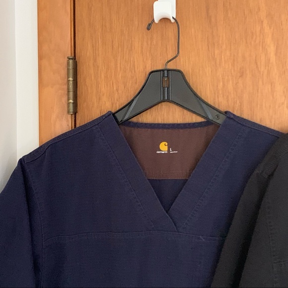 Men’s L / XL CARHARTT Ripstop Utility Scrub Tops C15208 Navy & Black Lot of 2 - Picture 3 of 14